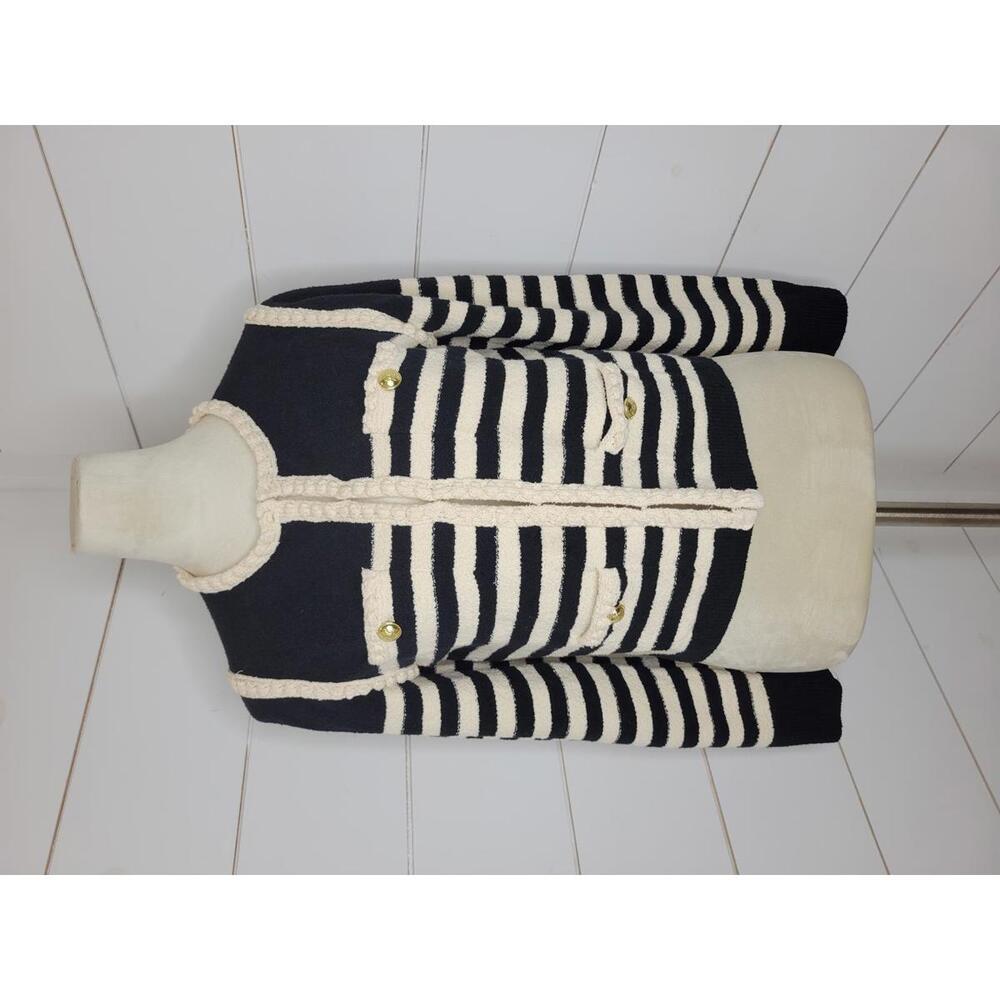J. Crew Black and White Striped Emilie Lady Jacket Cardigan